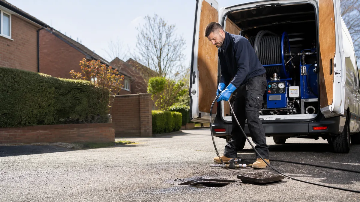 Local drainage engineer arriving at a residential property